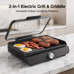 2-in-1 Indoor Electric Grill & Griddle – Versatile Cooking for Breakfast, BBQ & Everyday Meals