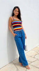 Laguna Wide Leg Denim Pants - Blue