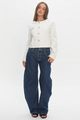 Beverly Hills Cropped Jacket Tweed White