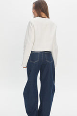 Beverly Hills Cropped Jacket Tweed White