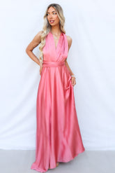 Pandora Multiway Gown - Rose Pink Satin
