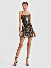 Alice + Olivia Fifi Mini Dress in Moonlit Rococo Black