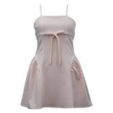 Ava & Yelly Tween Side Shirred Bow Front Dress in Blush