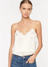 Cami Racer Charmeuse Cami in White