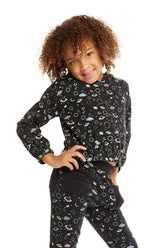 Chaser Neon Space Long Sleeve Pullover Hoodie in Licorice