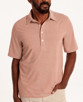 Criquet Performance Sport Range Polo in Hobby Stripe Burnt Orange