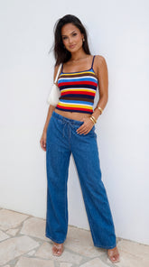 Laguna Wide Leg Denim Pants - Blue