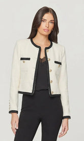 Generation Love Amber Tweed Jacket in Cream Black