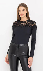 Generation Love Ona Lace Combo Top in Black