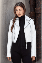 Jakett Erin Burnished Leather Jacket in White