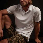 James Perse Sueded Jersey Polo in White