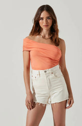 Juni One Shoulder Bodysuit in Melon